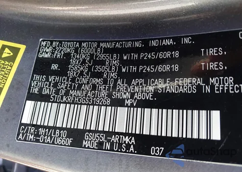 2016 Toyota Highlander Xle V6 из США, поврежденный, VIN 5TDJKRFH3GS319268